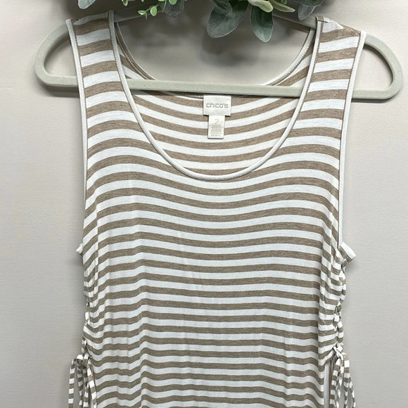 Chico’s Striped Side Lacing Tee Midi Dress US L (Chico’s 2) - Picture 4 of 16